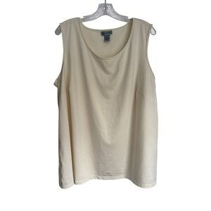 Catherines Women 2X 22/24W Cream Ivory Sleeveless Scoop Neck Tank Top Stretch